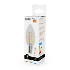 Лампочка светодиодная E14 Свеча 12W теплый 2700К УПАКОВКА 10 шт. Gauss Elementary Filament