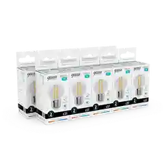 Лампочка светодиодная E27 Шар 8W нейтр. белый 4100К УПАК 10 шт. Gauss Elementary Filament