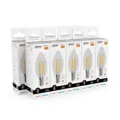 Лампочка светодиодная E14 Свеча 12W теплый 2700К УПАКОВКА 10 шт. Gauss Elementary Filament