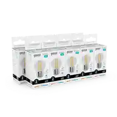 Лампочка светодиодная E27 Шар 10W нейтр. белый 4100К УПАК 10 шт. Gauss Elementary Filament