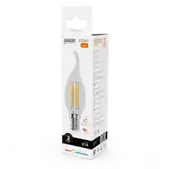 Лампа светодиодная E14 Свеча на ветру 8W теплый 2700К УПАК10 шт. Gauss Elementary Filament
