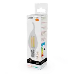 Лампа светодиодная E14 Свеча на ветру 8W теплый 2700К УПАК10 шт. Gauss Elementary Filament