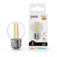 Лампочка светодиодная E27 Шар 12W теплый 2700К УПАКОВКА 10 шт. Gauss Elementary Filament