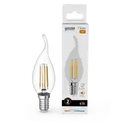 Лампа светодиодная E14 Свеча на ветру 12W теплый 2700К УПАК10шт Gauss Elementary Filament