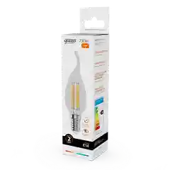 Лампа светодиодная E14 Свеча на ветру 12W теплый 2700К УПАК10шт Gauss Elementary Filament