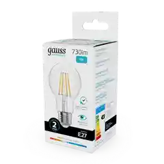 Лампочка светодиодная E27 Груша 9W нейтр. белый 4100К УПАК 10шт. Gauss Elementary Filament