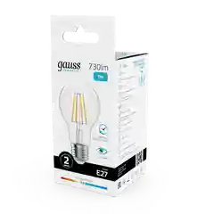 Лампочка светодиодная E27 Груша 9W нейтр. белый 4100К УПАК 10шт. Gauss Elementary Filament