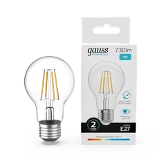 Лампочка светодиодная E27 Груша 9W нейтр. белый 4100К УПАК 10шт. Gauss Elementary Filament