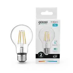 Лампочка светодиодная E27 Груша 9W нейтр. белый 4100К УПАК 10шт. Gauss Elementary Filament