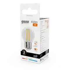 Лампочка светодиодная E27 Шар 10W теплый 2700К УПАКОВКА 10 шт. Gauss Elementary Filament