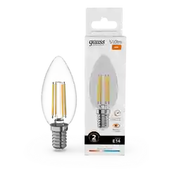 Лампочка светодиодная E14 Свеча 8W теплый 2700К УПАКОВКА 10 шт. Gauss Elementary Filament