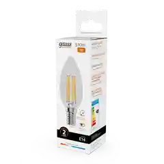 Лампочка светодиодная E14 Свеча 8W теплый 2700К УПАКОВКА 10 шт. Gauss Elementary Filament