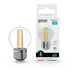 Лампочка светодиодная E27 Шар 12W нейтр. белый 4100К УПАК 10 шт. Gauss Elementary Filament
