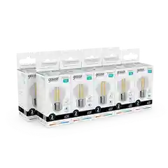 Лампочка светодиодная E27 Шар 12W нейтр. белый 4100К УПАК 10 шт. Gauss Elementary Filament