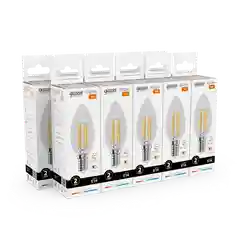 Лампочка светодиодная E14 Свеча 10W теплый 2700К УПАКОВКА 10 шт. Gauss Elementary Filament