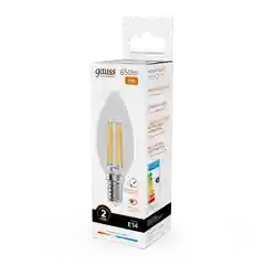 Лампочка светодиодная E14 Свеча 10W теплый 2700К УПАКОВКА 10 шт. Gauss Elementary Filament