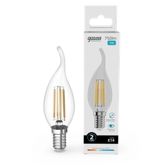 Лампочка светодиодная E14 Свеча на ветру 12W 4100К 10шт Gauss Elementary Filament