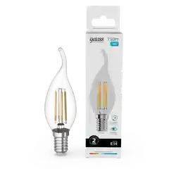Лампочка светодиодная E14 Свеча на ветру 12W 4100К 10шт Gauss Elementary Filament