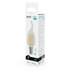 Лампочка светодиодная E14 Свеча на ветру 12W 4100К 10шт Gauss Elementary Filament