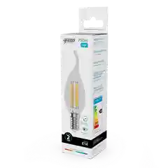 Лампочка светодиодная E14 Свеча на ветру 12W 4100К 10шт Gauss Elementary Filament