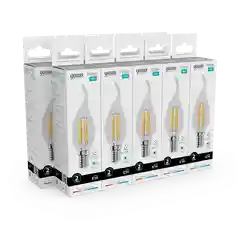 Лампочка светодиодная E14 Свеча на ветру 12W 4100К 10шт Gauss Elementary Filament