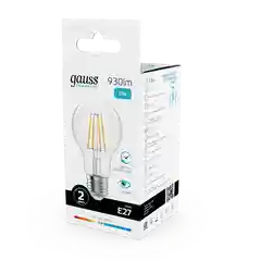 Лампочка светодиодная E27 Груша 11W нейтр.белый 4100К УПАК 10шт. Gauss Elementary Filament