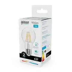 Лампочка светодиодная E27 Груша 11W нейтр.белый 4100К УПАК 10шт. Gauss Elementary Filament