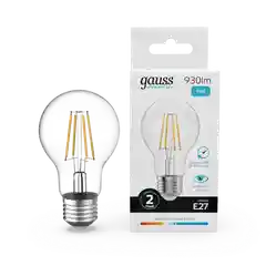 Лампочка светодиодная E27 Груша 11W нейтр.белый 4100К УПАК 10шт. Gauss Elementary Filament