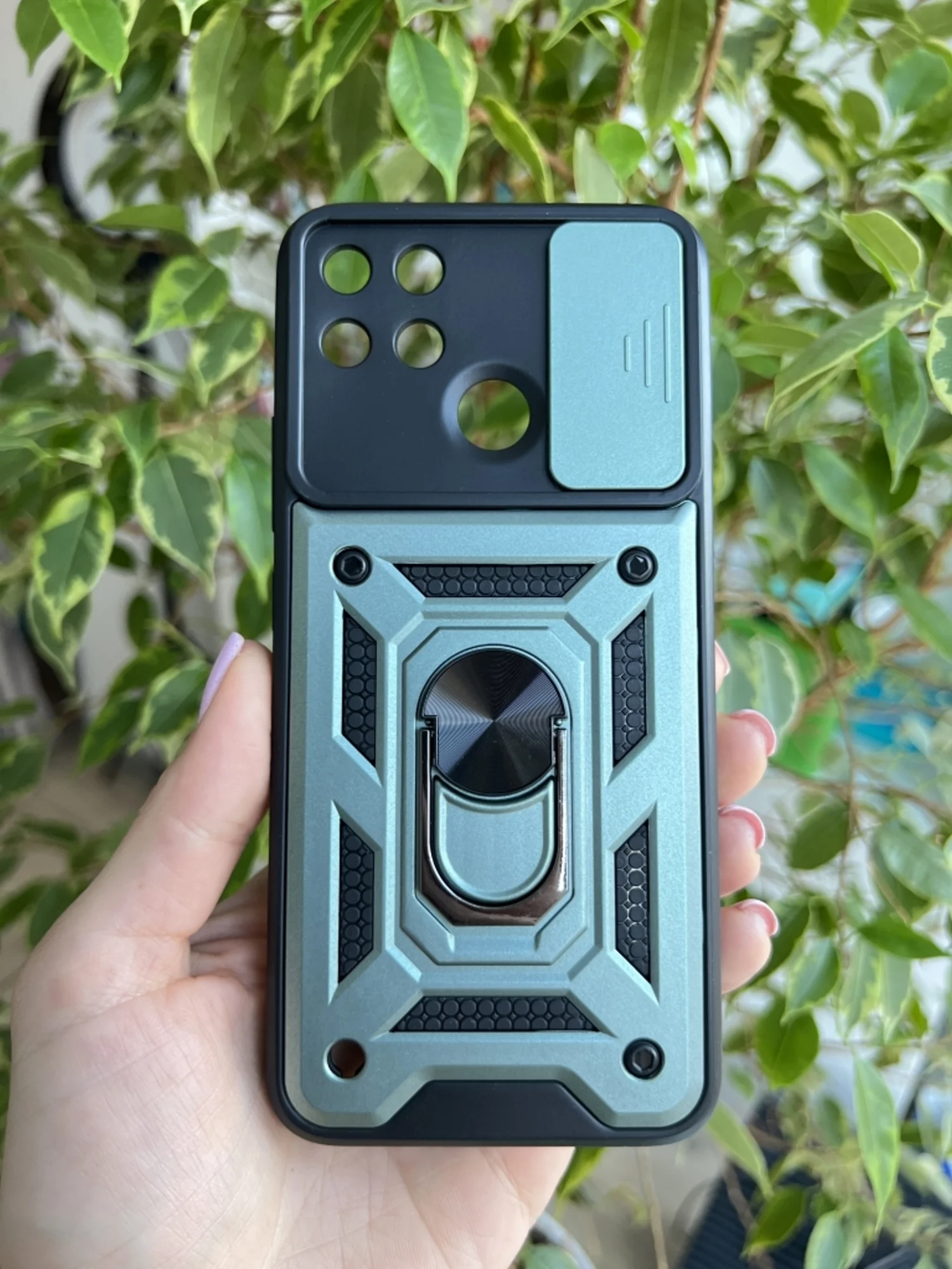 Зеленый чехол противоударный armors для Realme C21Y и C25Y / Реалми С21У и С25У с защитой камеры