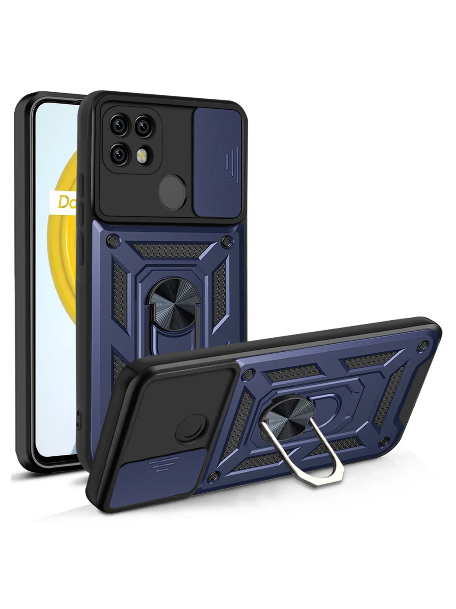 Темно-синий чехол противоударный armors для Realme C21Y и C25Y / Реалми С21У и С25У с защитой камеры