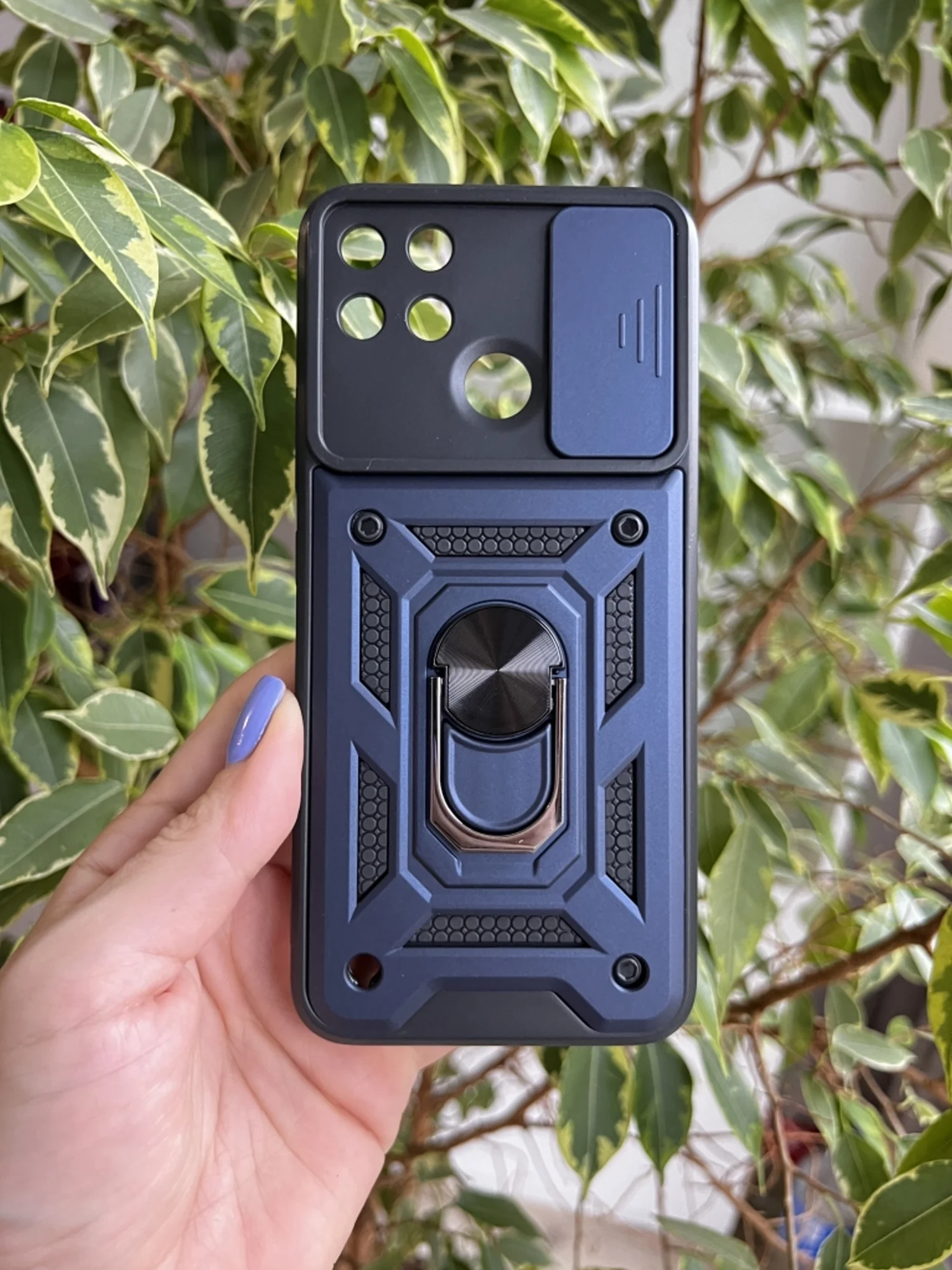 Темно-синий чехол противоударный armors для Realme C21Y и C25Y / Реалми С21У и С25У с защитой камеры