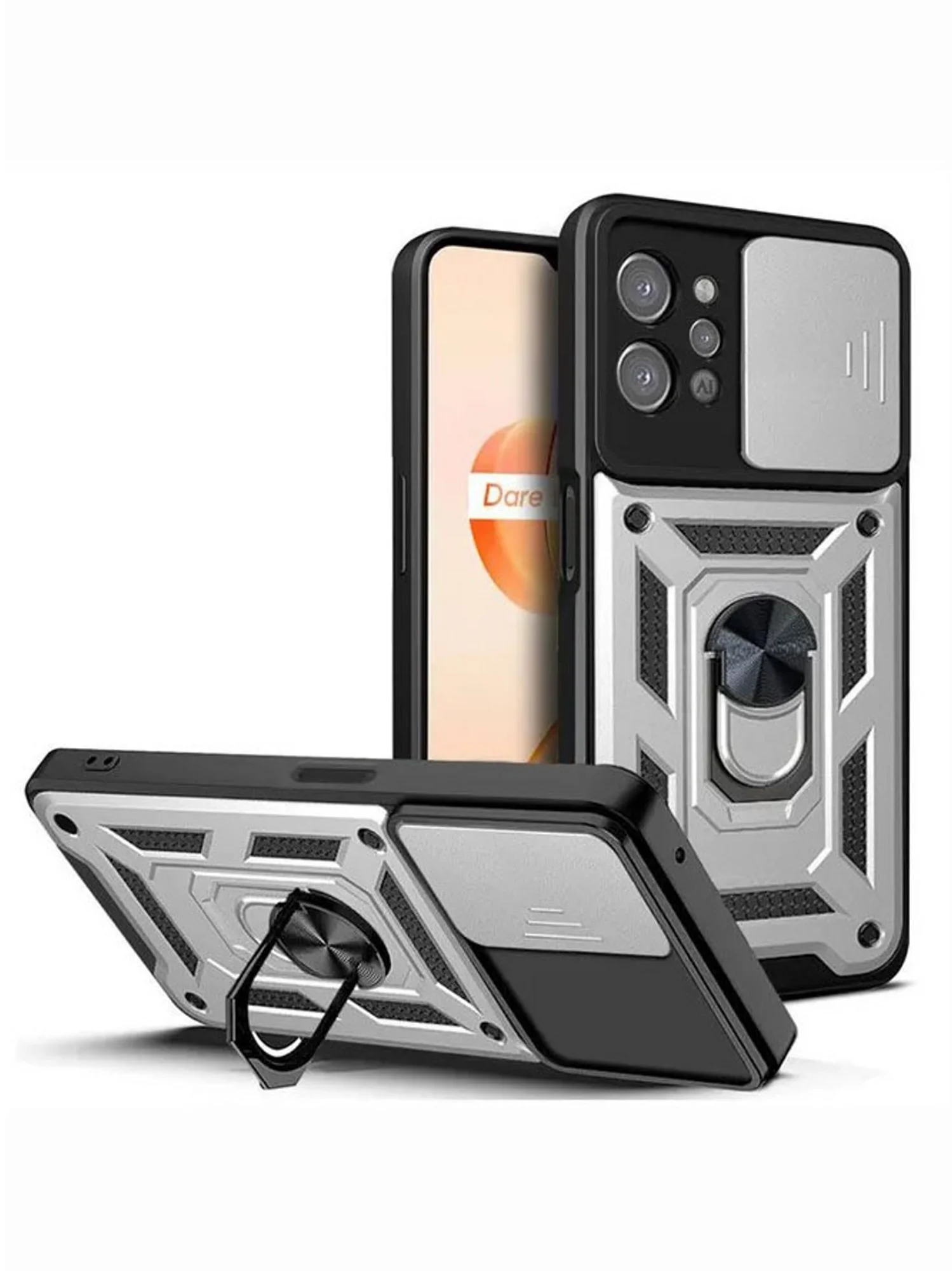 Серебряный чехол противоударный armors для Realme C31 / Реалми С31 с защитой камеры