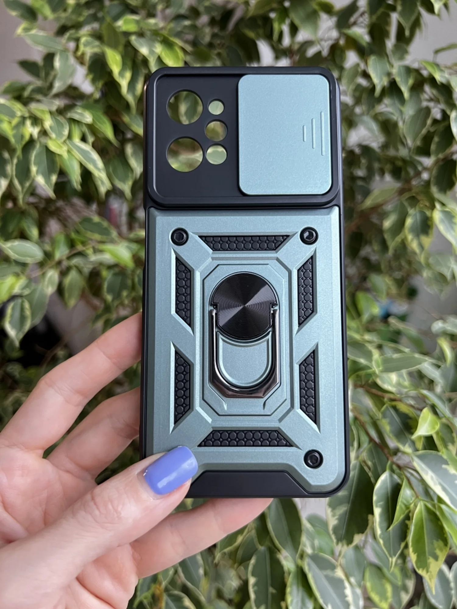 Зеленый чехол противоударный armors для Realme C31 / Реалми С31 с защитой камеры