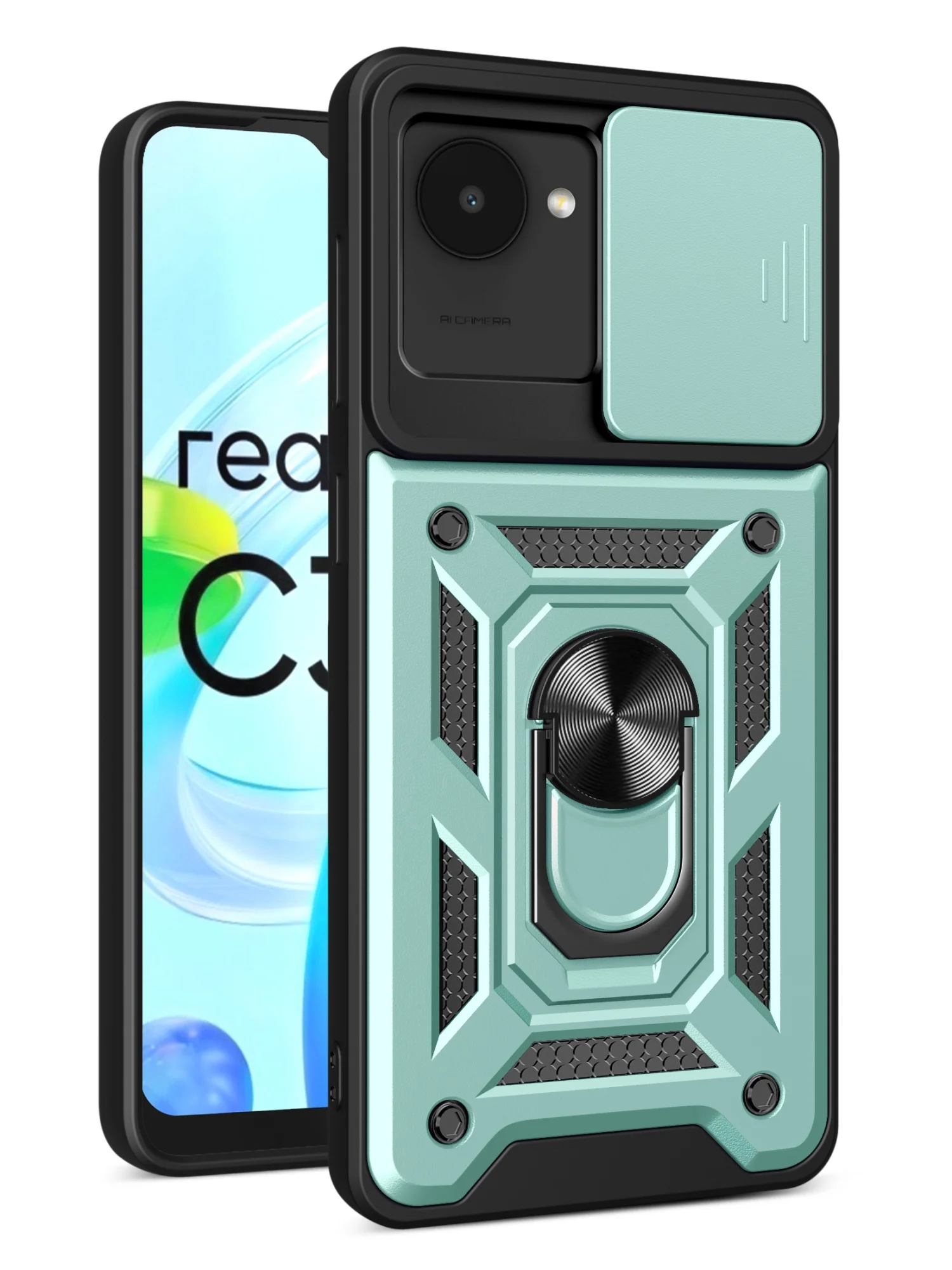 Черный чехол противоударный armors для Realme C30 и C30s и Narzo 50i Prime с защитой камеры