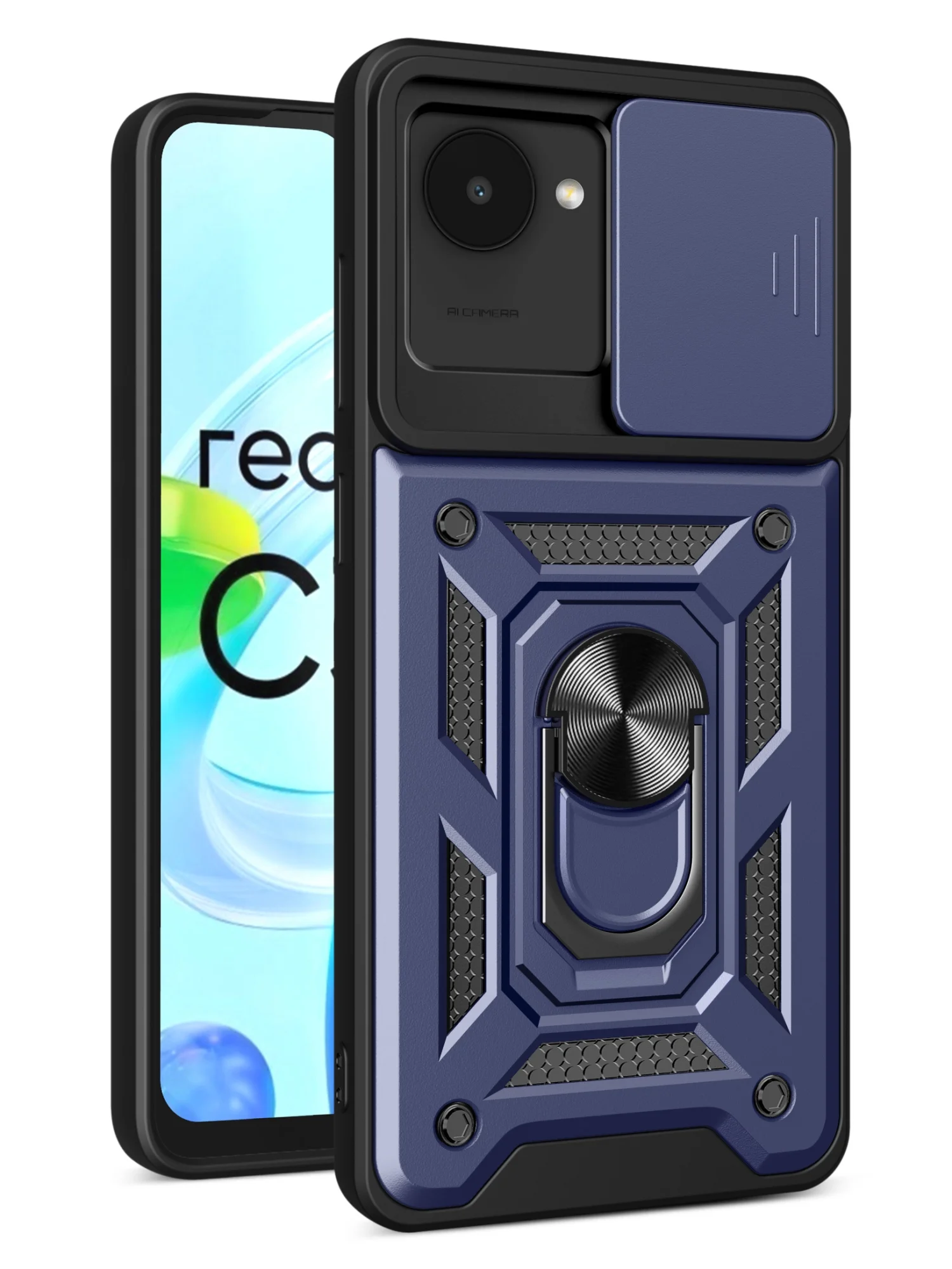 Темно-синий чехол противоударный armors для Realme C30 и C30s и Narzo 50i Prime с защитой камеры