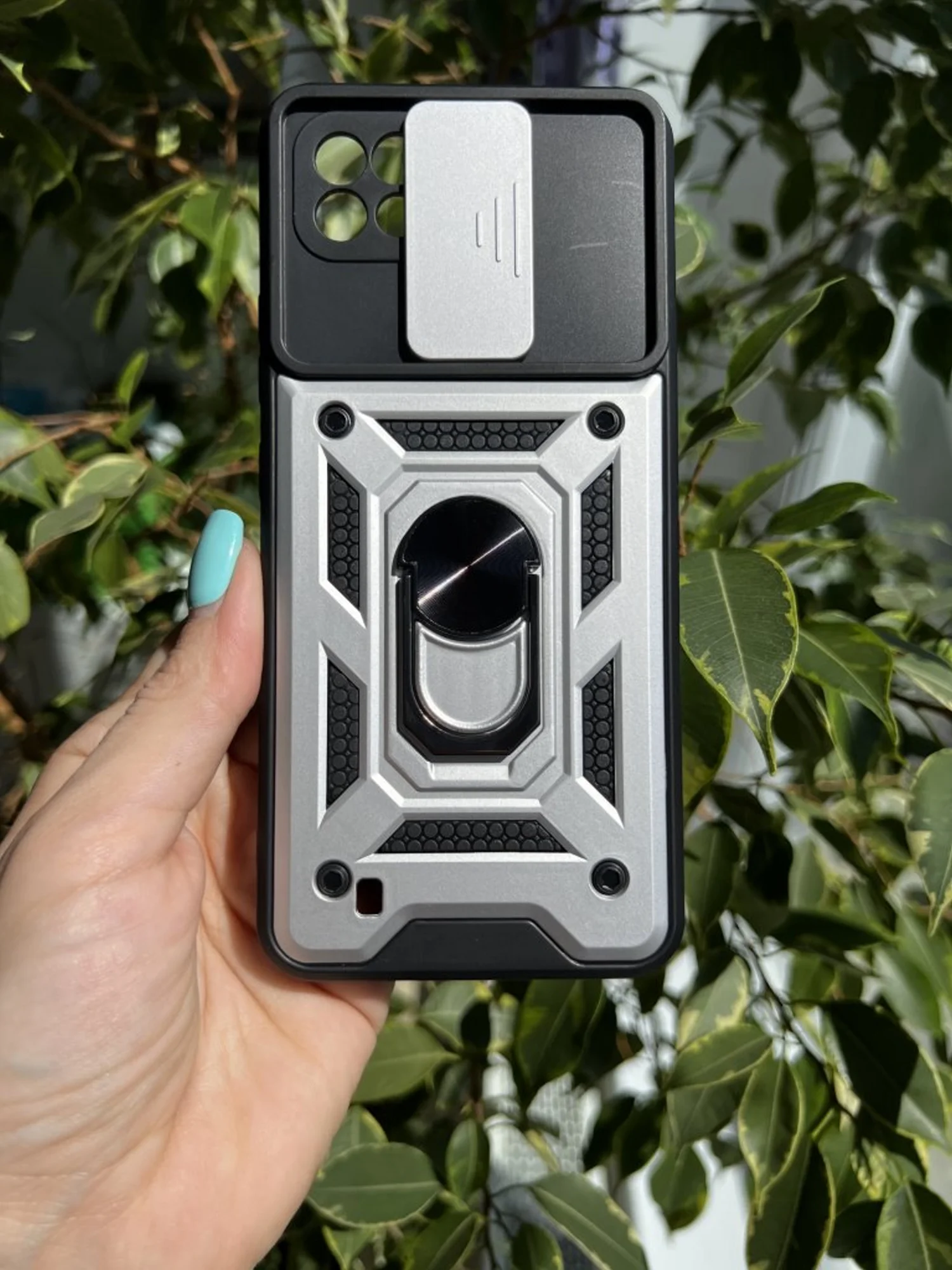 Серебряный чехол противоударный armors для Realme C21 / Релми С21 с защитой камеры