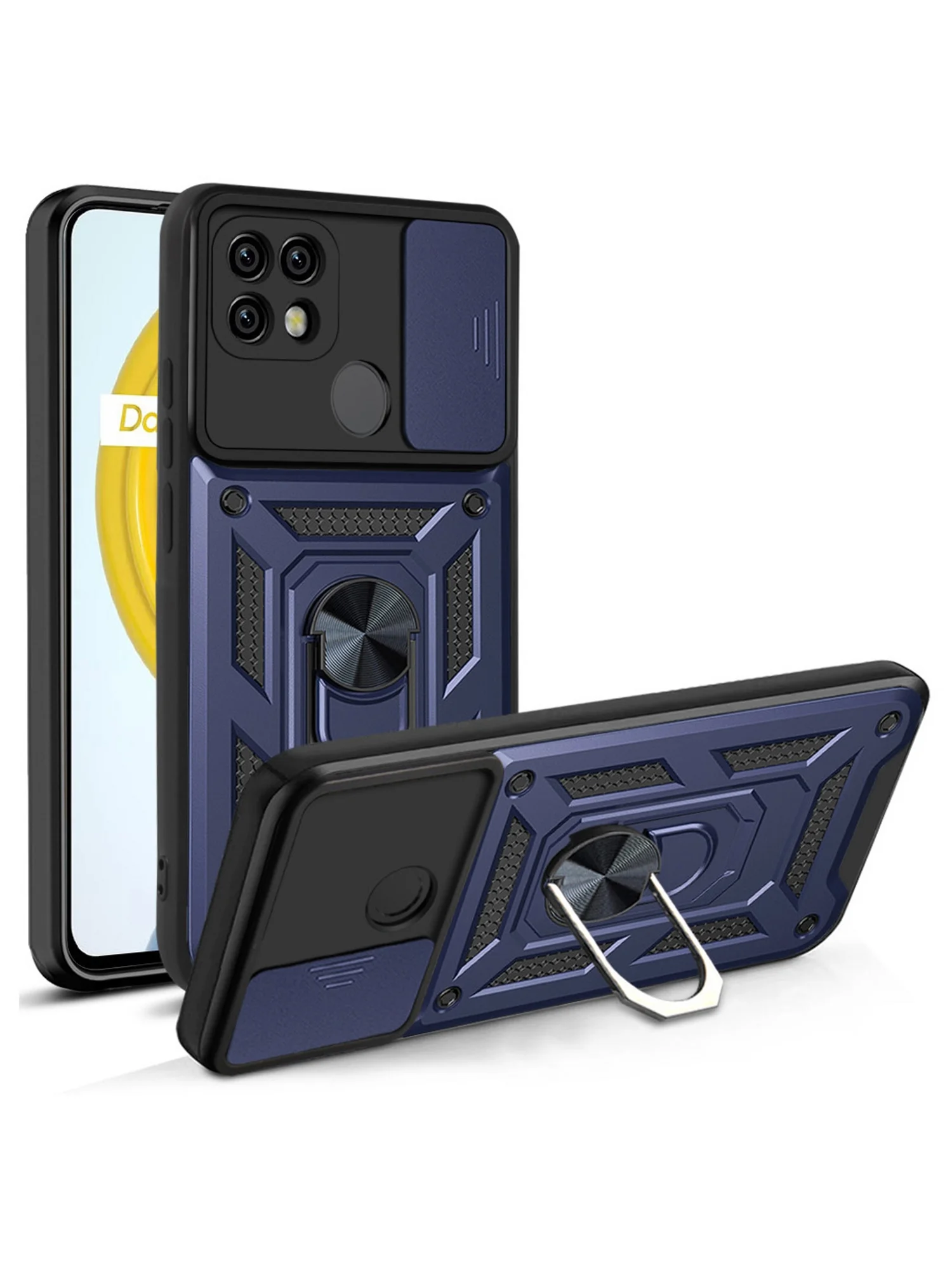Темно-синий чехол противоударный armors для Realme C21 / Релми С21 с защитой камеры