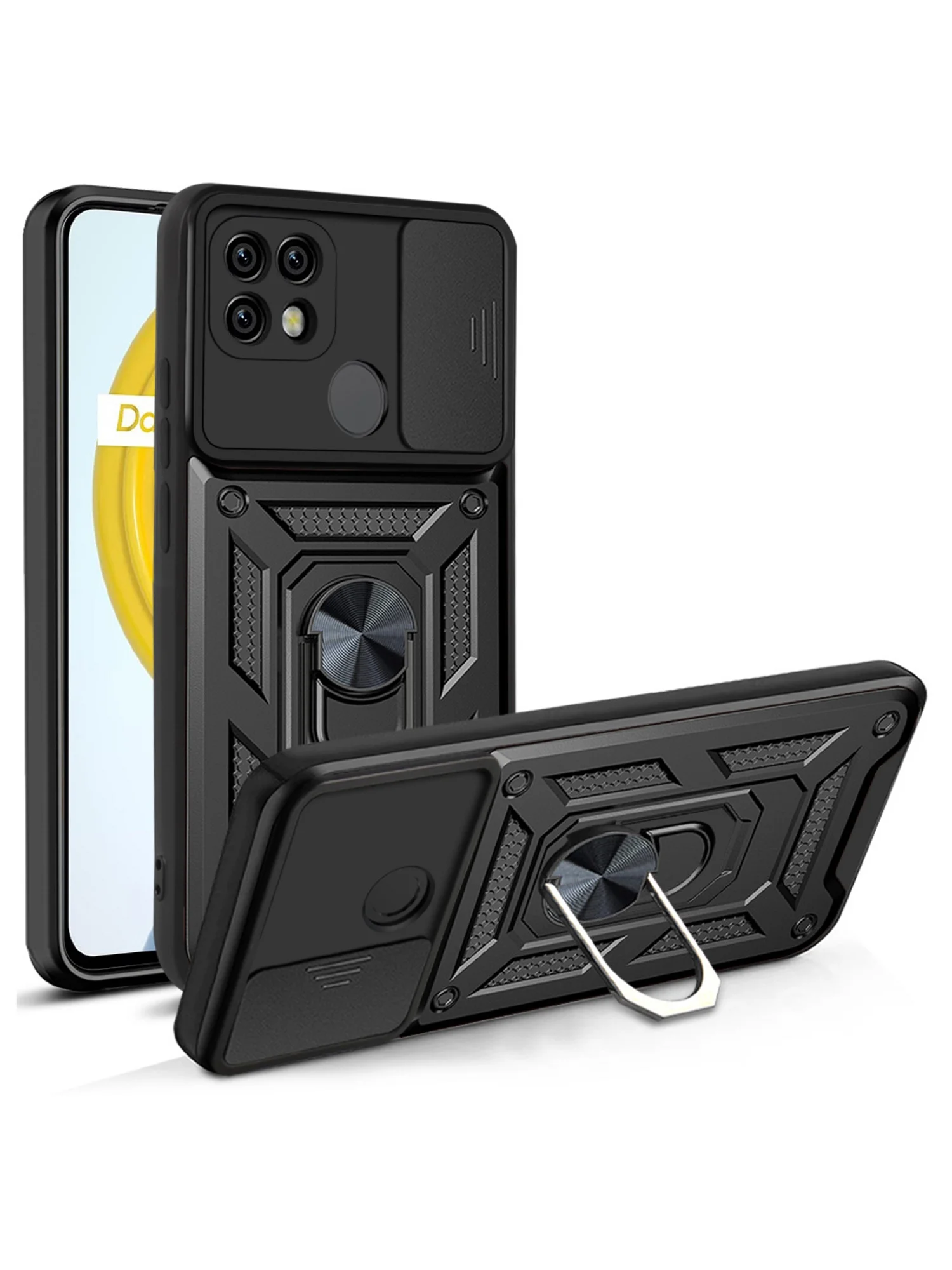 Черный чехол противоударный armors для Realme C21 / Релми С21 с защитой камеры