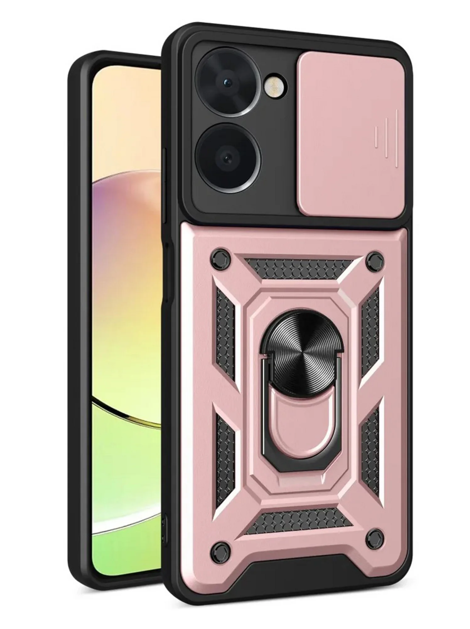 Розовый чехол противоударный armors для Realme C33 / Реалми С33 с защитой камеры