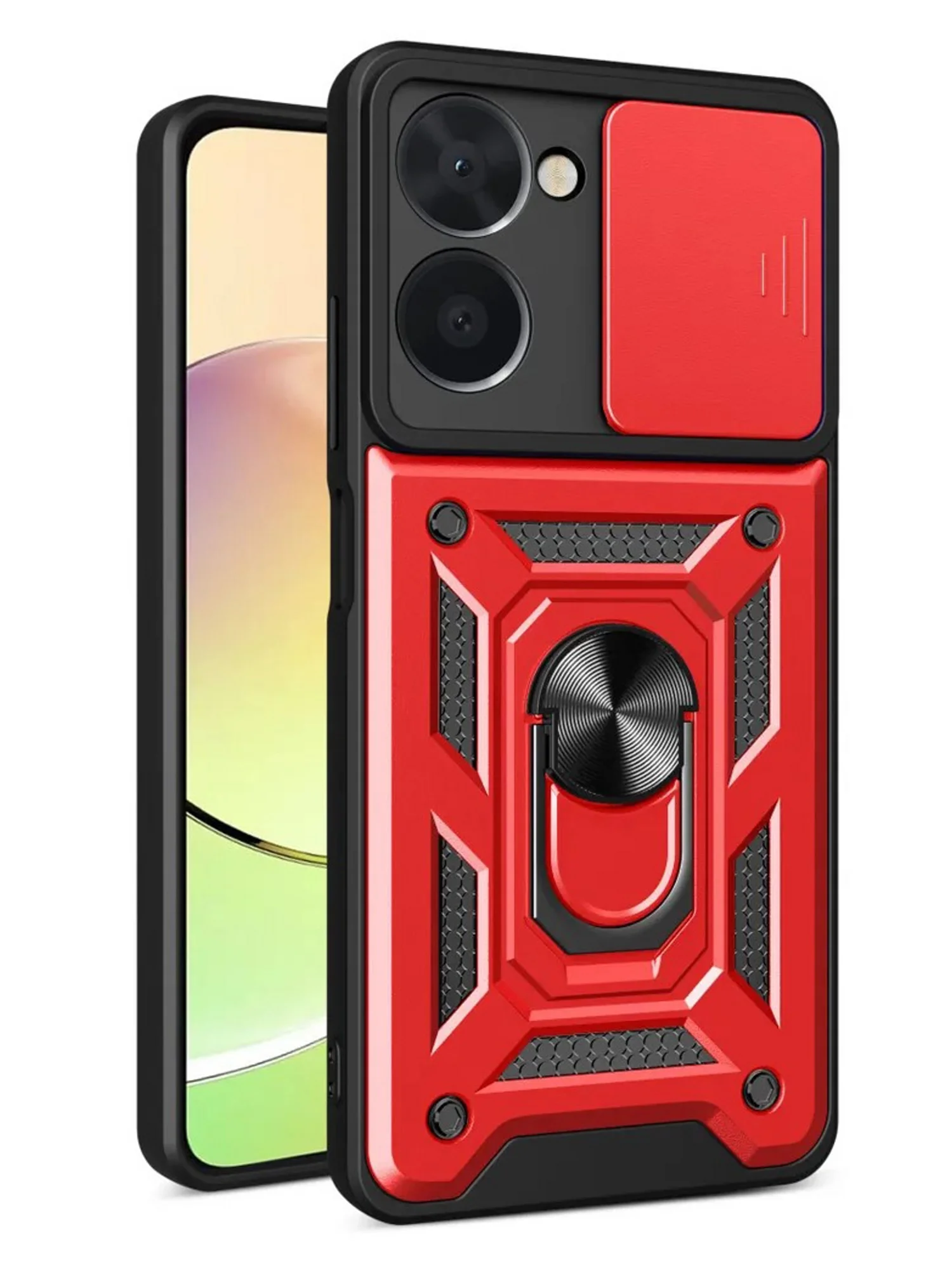 Красный чехол противоударный armors для Realme C33 / Реалми С33 с защитой камеры