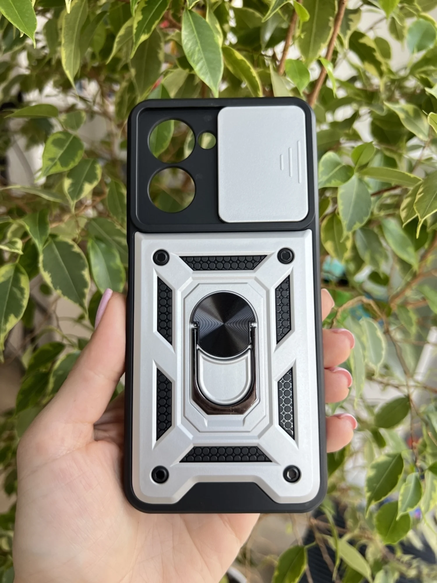 Серебряный чехол противоударный armors для Realme C33 / Реалми С33 с защитой камеры