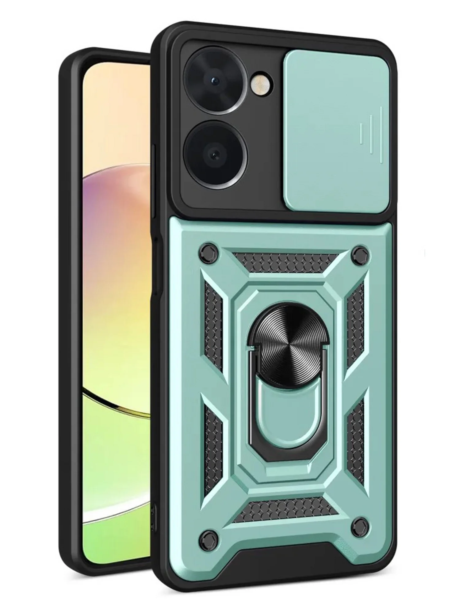 Зеленый чехол противоударный armors для Realme C33 / Реалми С33 с защитой камеры