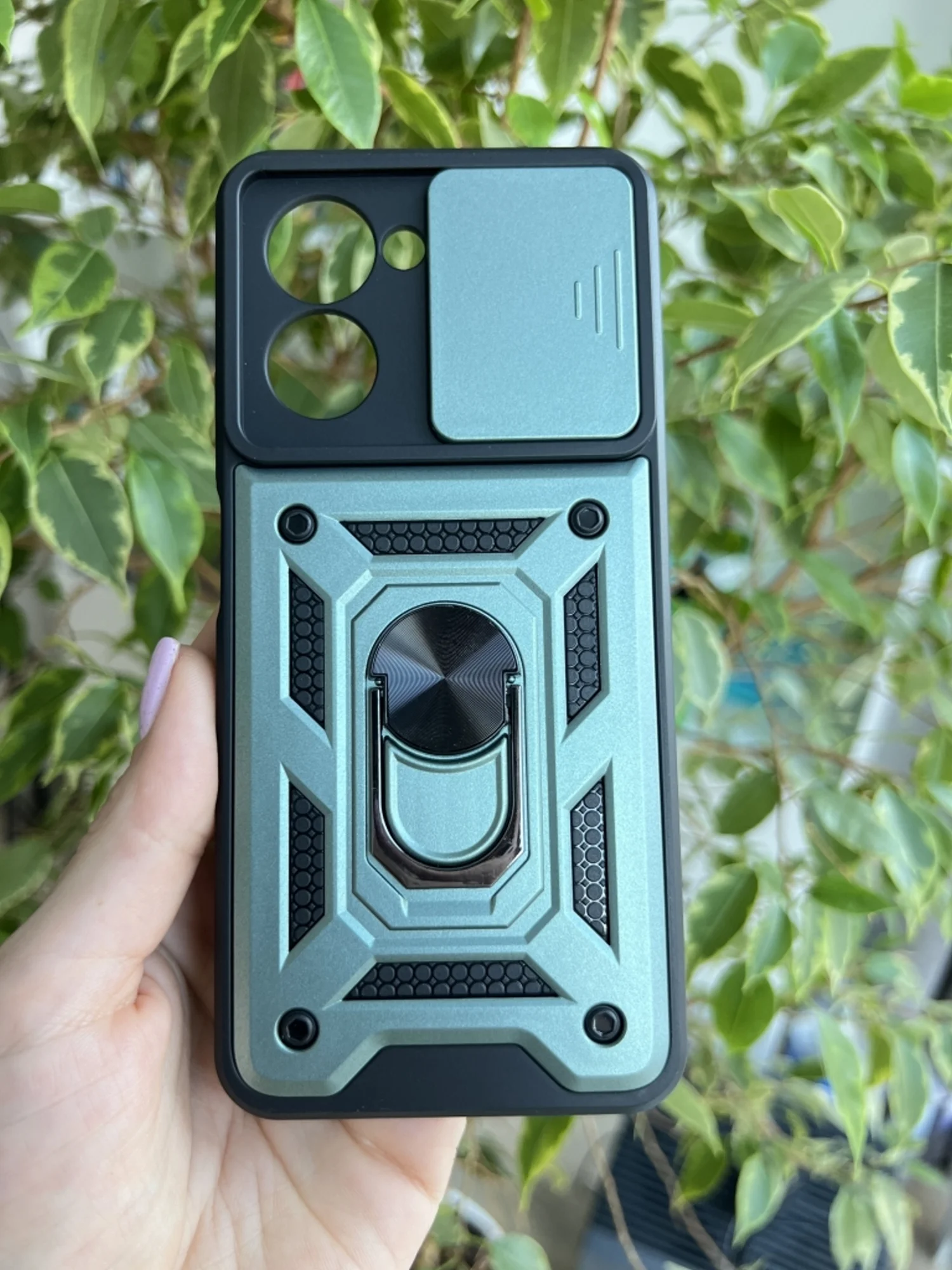 Зеленый чехол противоударный armors для Realme C33 / Реалми С33 с защитой камеры