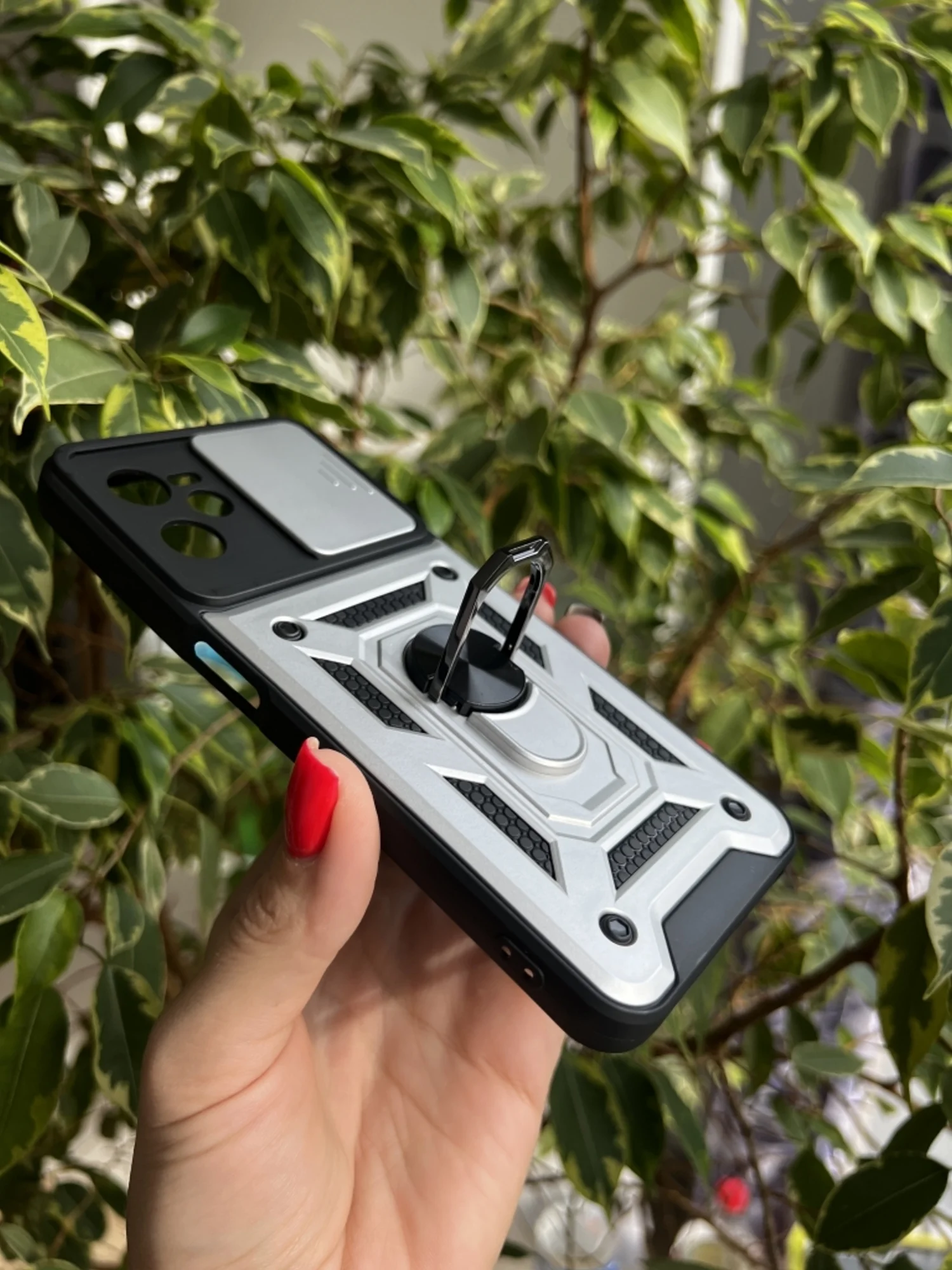 Серебряный чехол противоударный armors для Realme C35 / Реалми С35 с защитой камеры