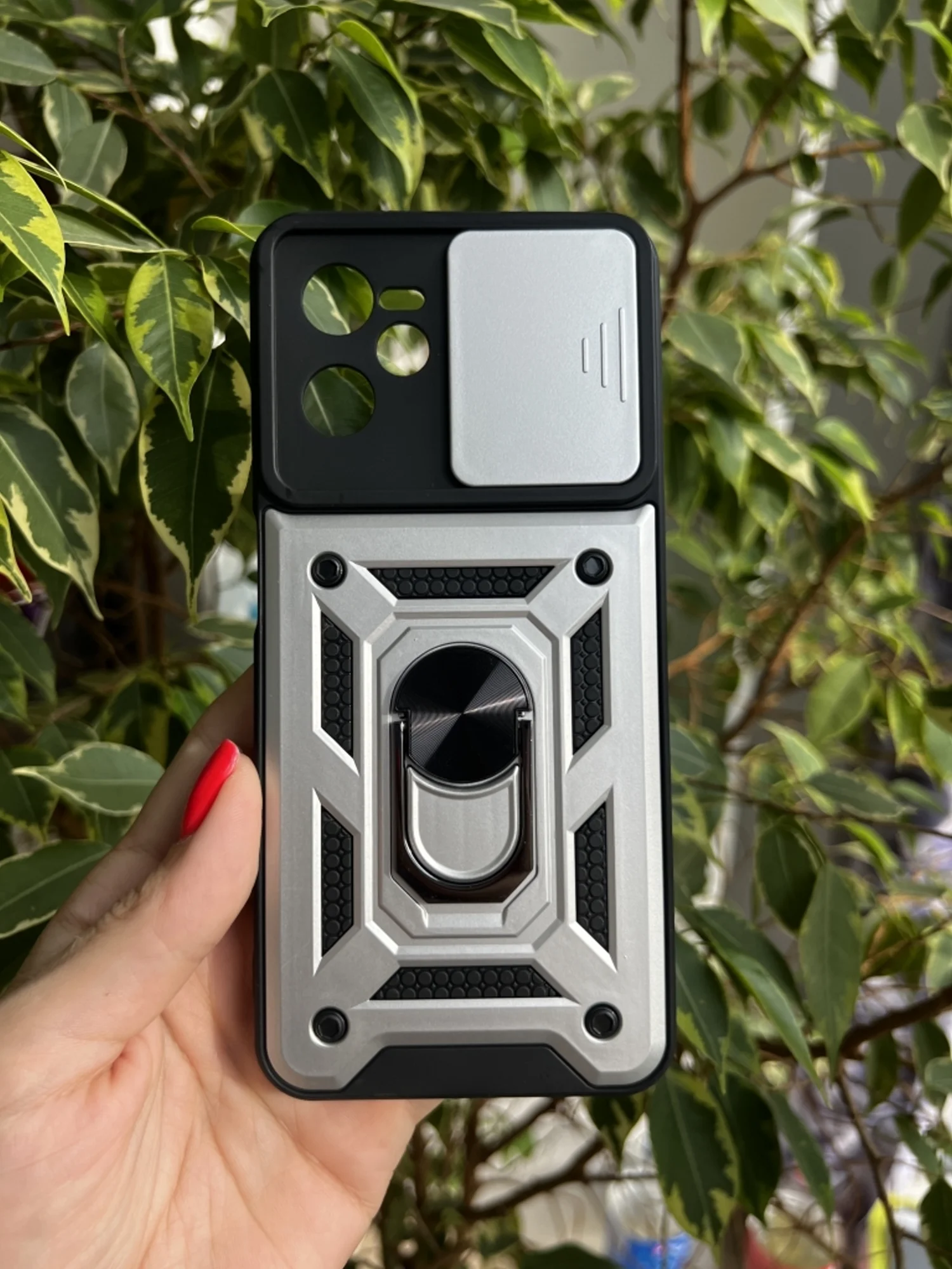 Серебряный чехол противоударный armors для Realme C35 / Реалми С35 с защитой камеры