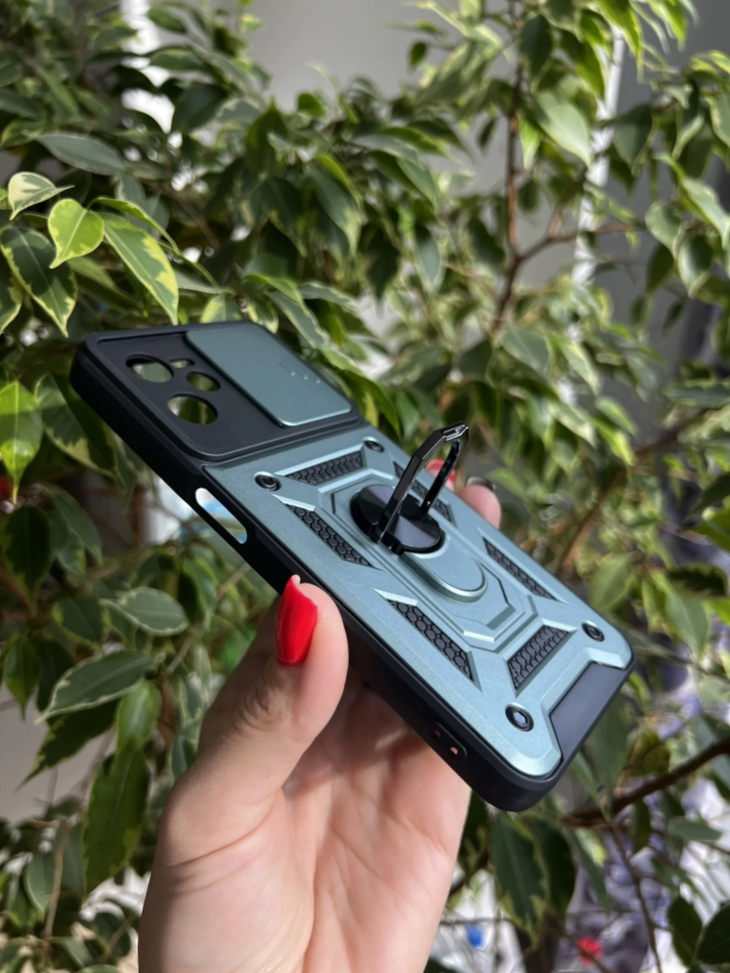 Зеленый чехол противоударный armors для Realme C35 / Реалми С35 с защитой камеры