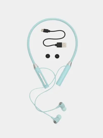Голубой беспроводные магнитные наушники с микрофоном Music 12D / G08 Bluetooth
