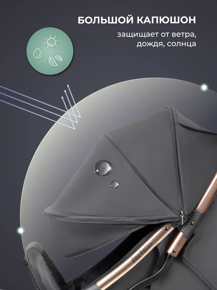 Черный коляска прогулочная Farfello Sunrise, легкая, для путешествий