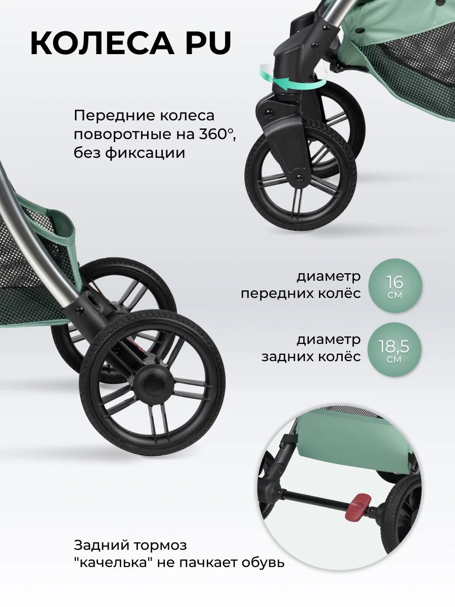 Мятный коляска прогулочная Farfello Sunrise, легкая, для путешествий
