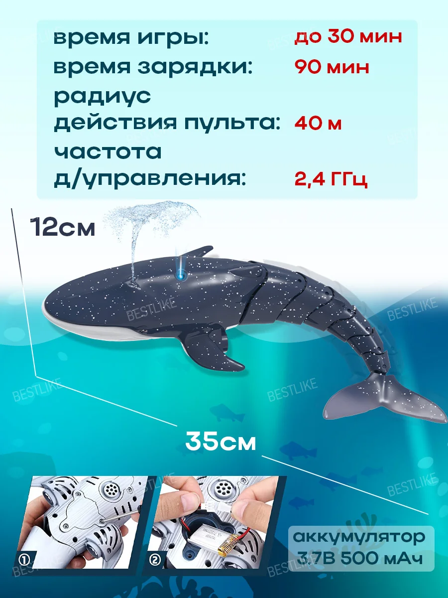 Игрушка Кит для игр в воде с пультом, игрушка для ванной